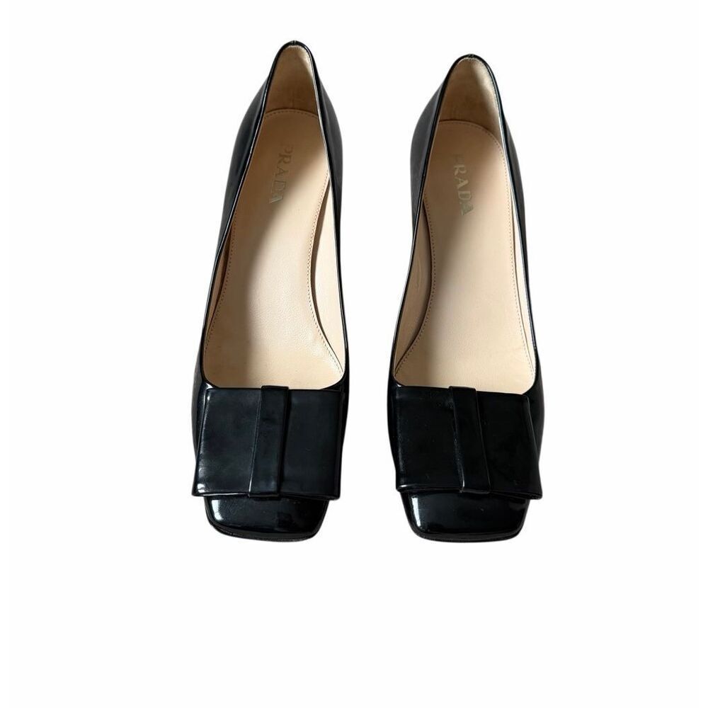 Prada Patent Leather Black Pumps Square Toe EU 38.5 US 8.5 - Picture 3 of 11